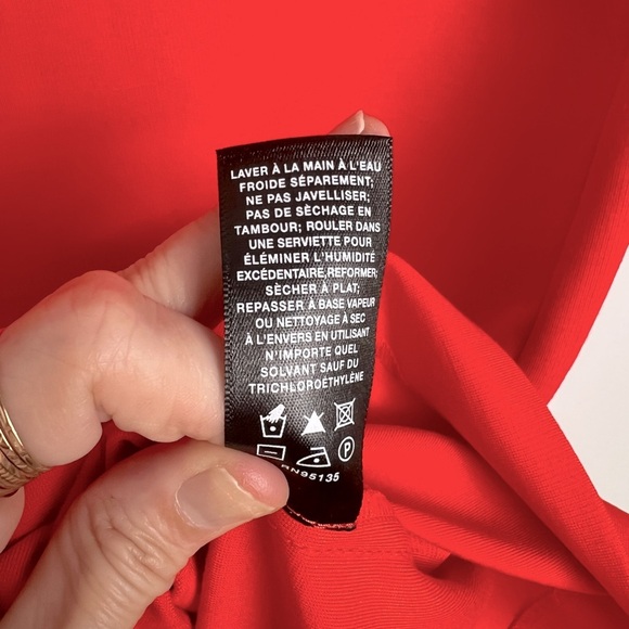 Lafayette 148 New York Red Orange Cape Sleeve Ruched Side Sheath Dress Size 4 - Picture 9 of 9